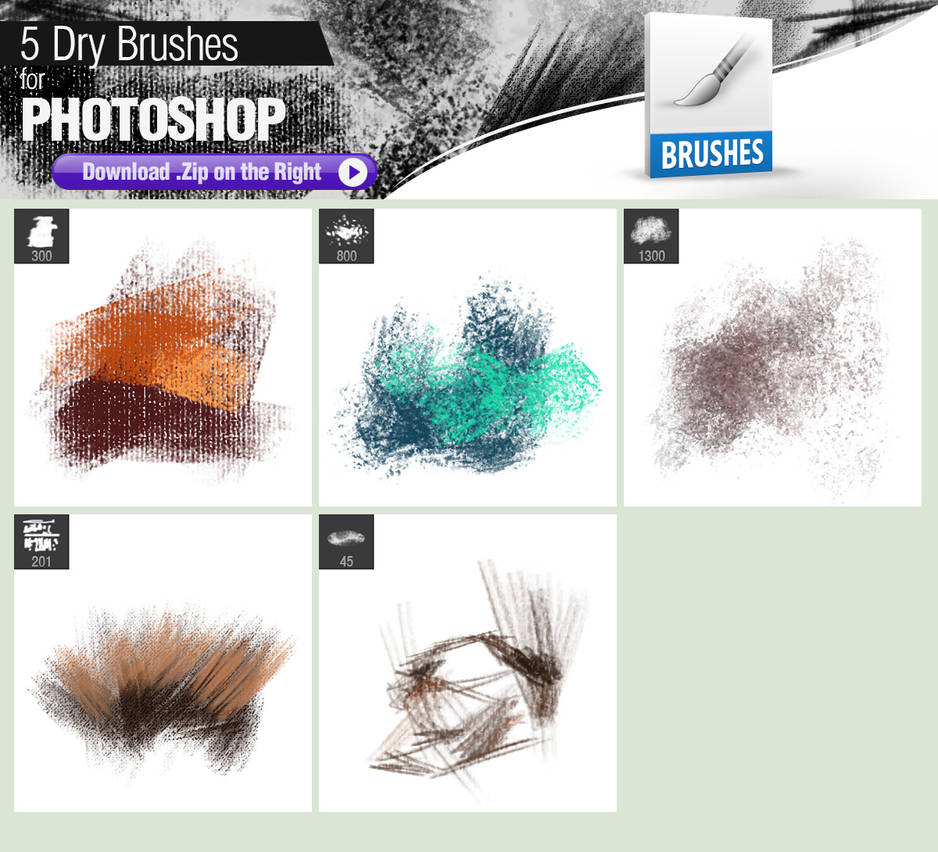 5 dry brushes for photoshop by