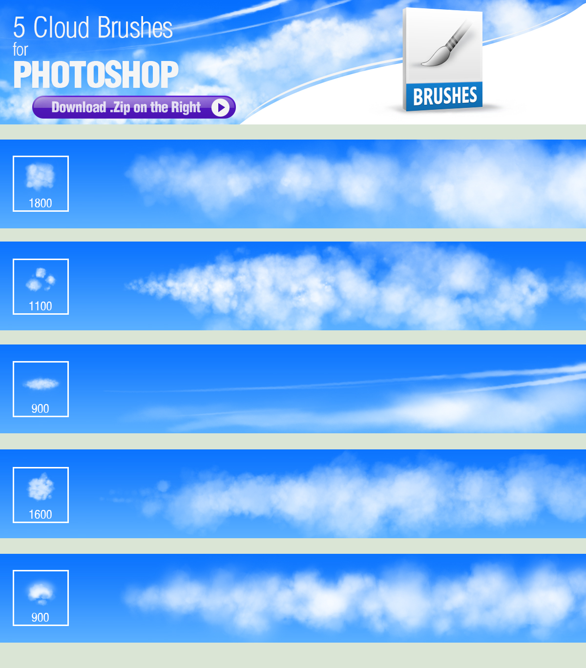 5 Photoshop Brushes for Painting Clouds