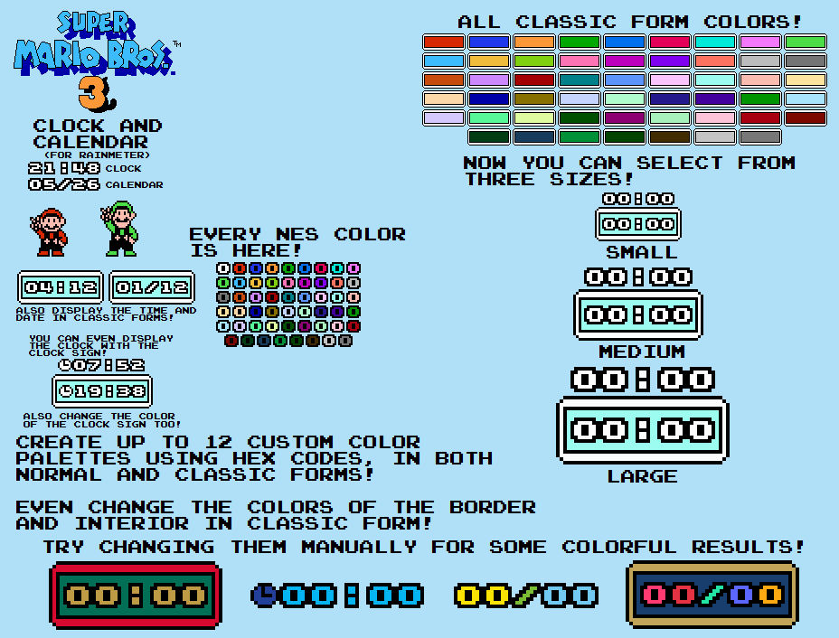 Smb3 Clock And Calendar For Rainmeter By Thewolfbunny On Deviantart