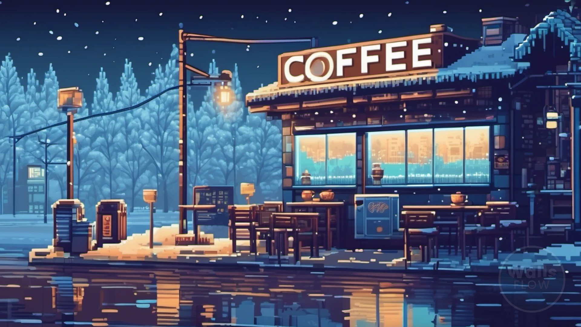 Winter Evening Coffee Shop by Wallsflow on DeviantArt