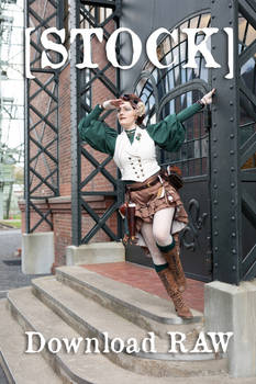[STOCK] SteampunkGirl leaning from steal beam RAW