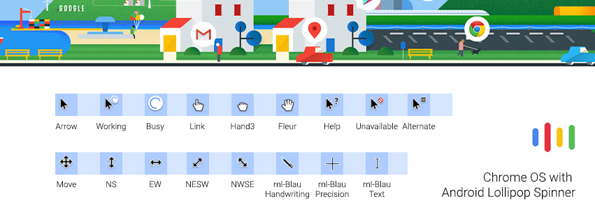 Chrome OS Cursor with Android Lollipop Spinner