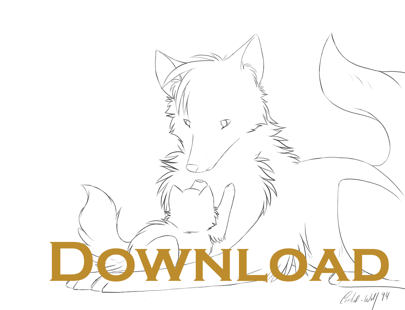 Wolf and cat lineart by cristal-wolf94 on DeviantArt