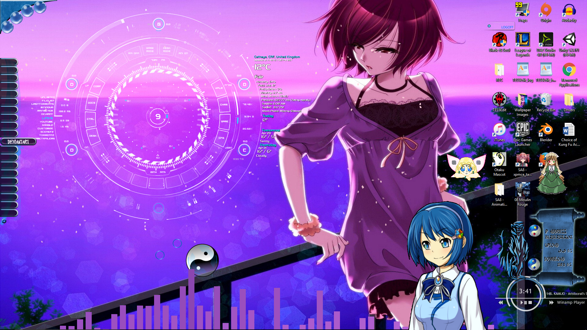 Purple Anime Theme Rainmeter Layout By Scopt1 On Deviantart