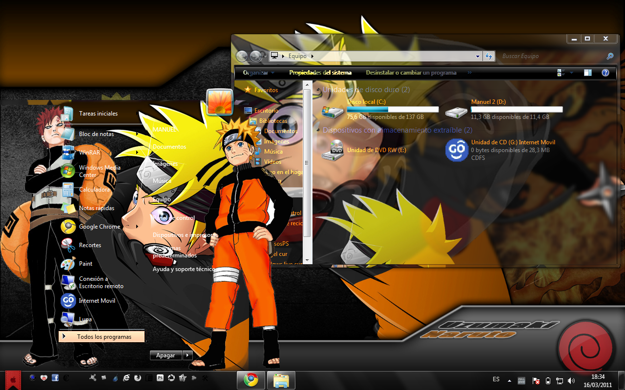 tema for windows 7 'Naruto'