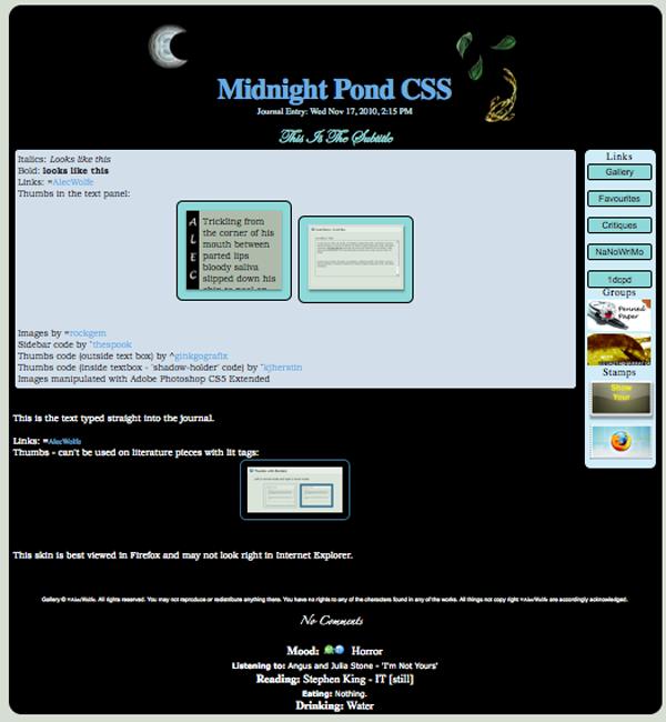 Midnight Pond CSS