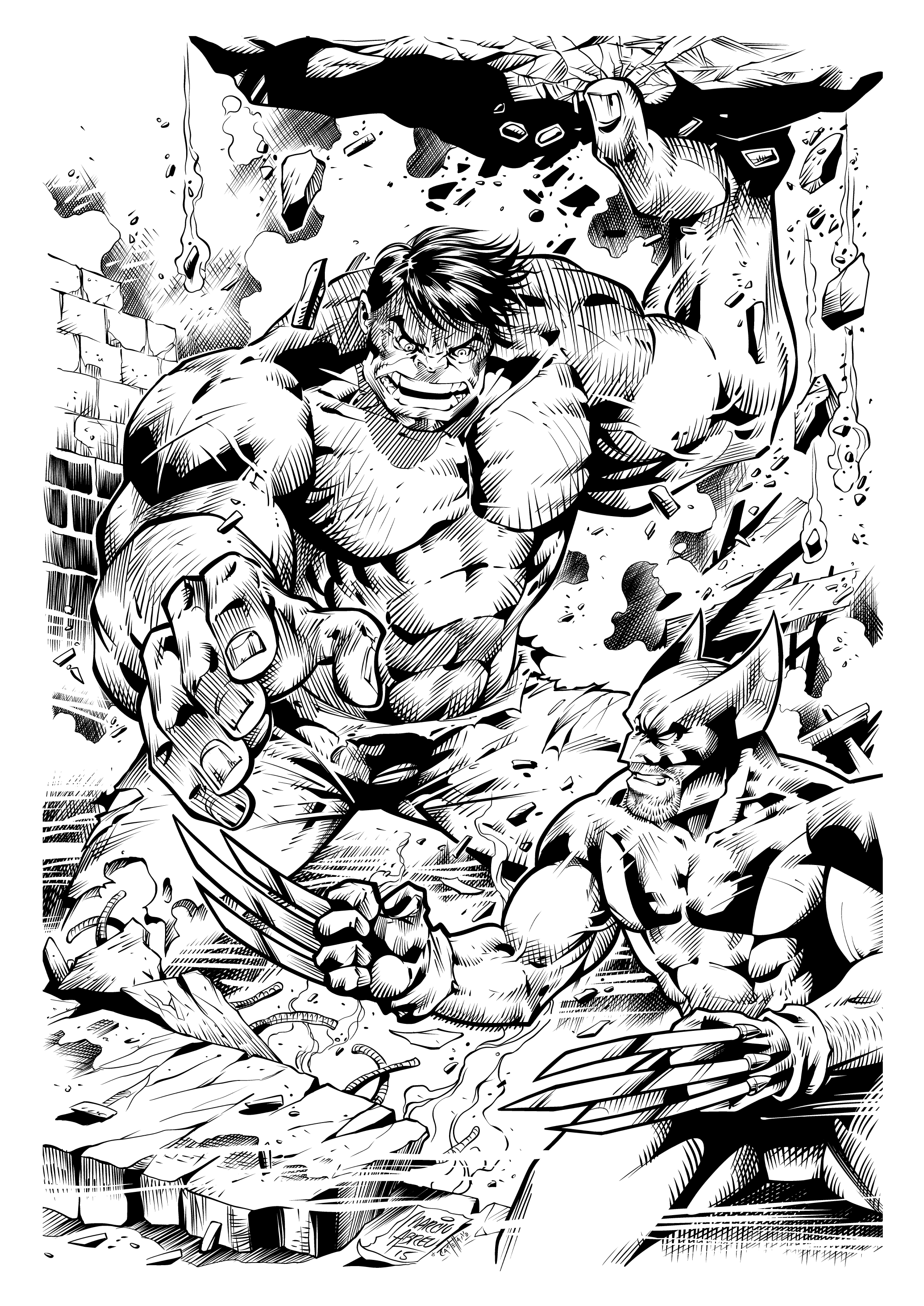 Hulk vs Wolverine (ink) by johncastelhano on DeviantArt