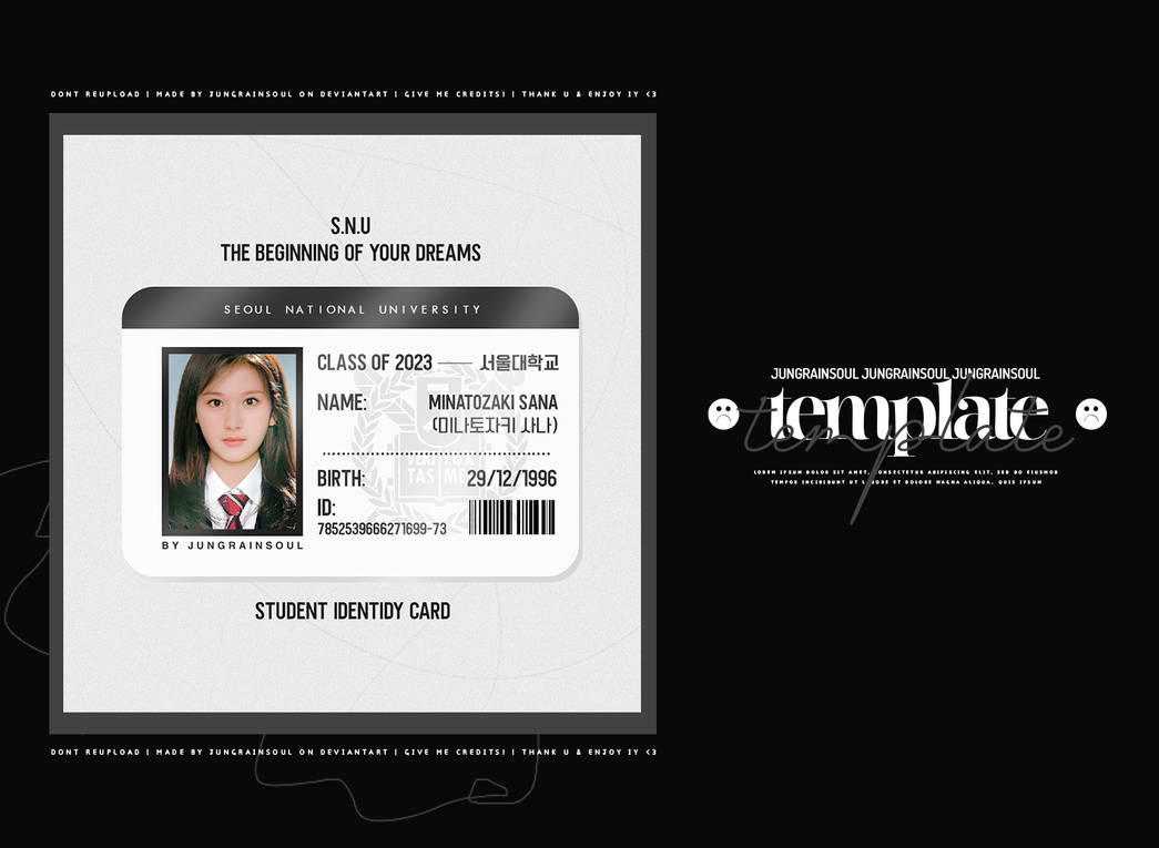 051 : student id card | templates * by jungrainsoul on DeviantArt