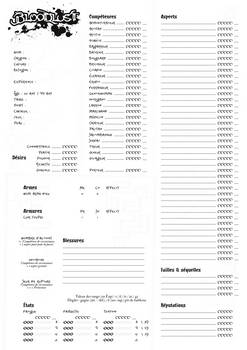 Empty character sheet for Bloodlust Metal