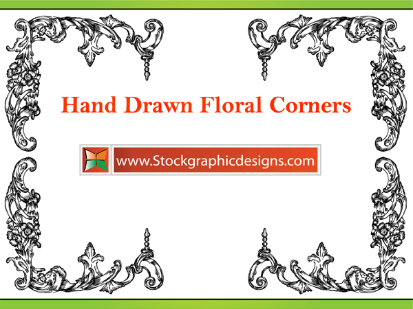 Hand Drawn Flower Corners Eps