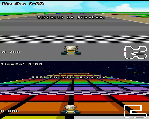 Racing mini-game: T. Circuit and Rainbow Road