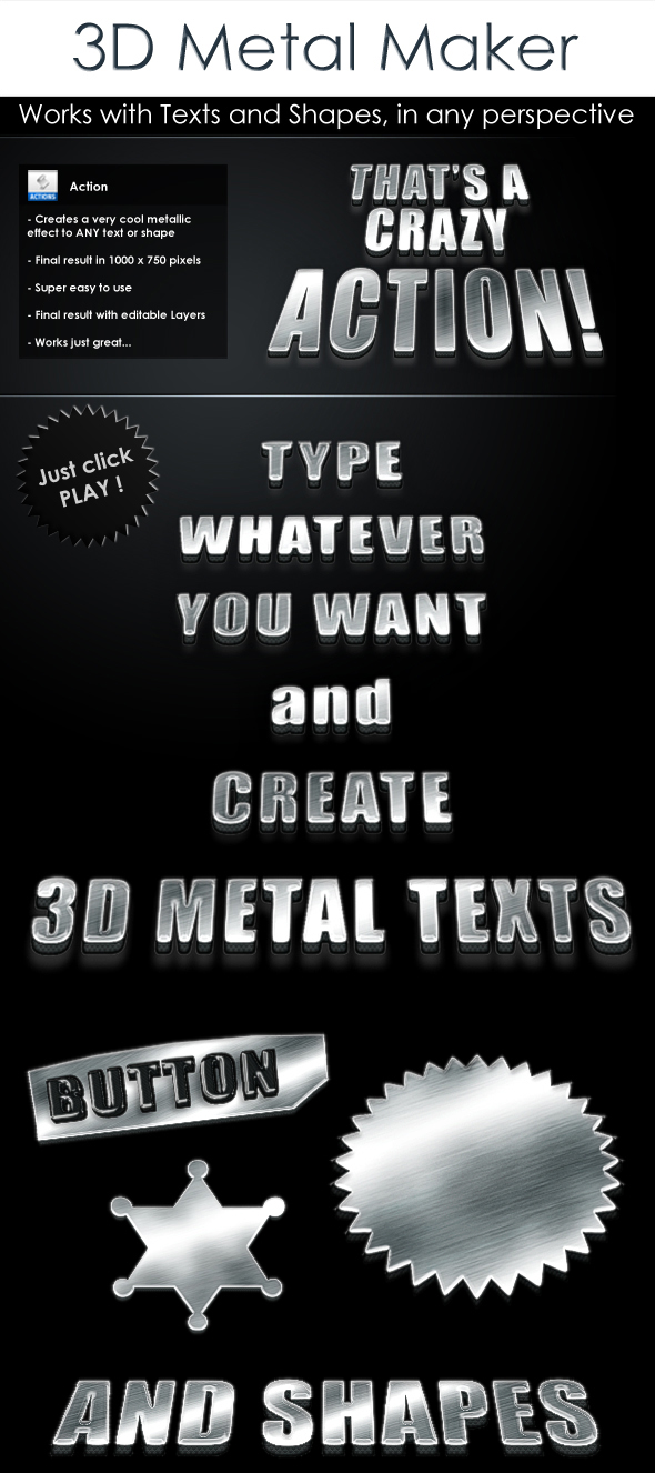 Free 3D Metal text action
