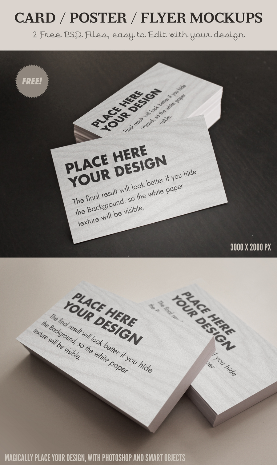 Free Card / Flyer mock-ups - Psd files in high res