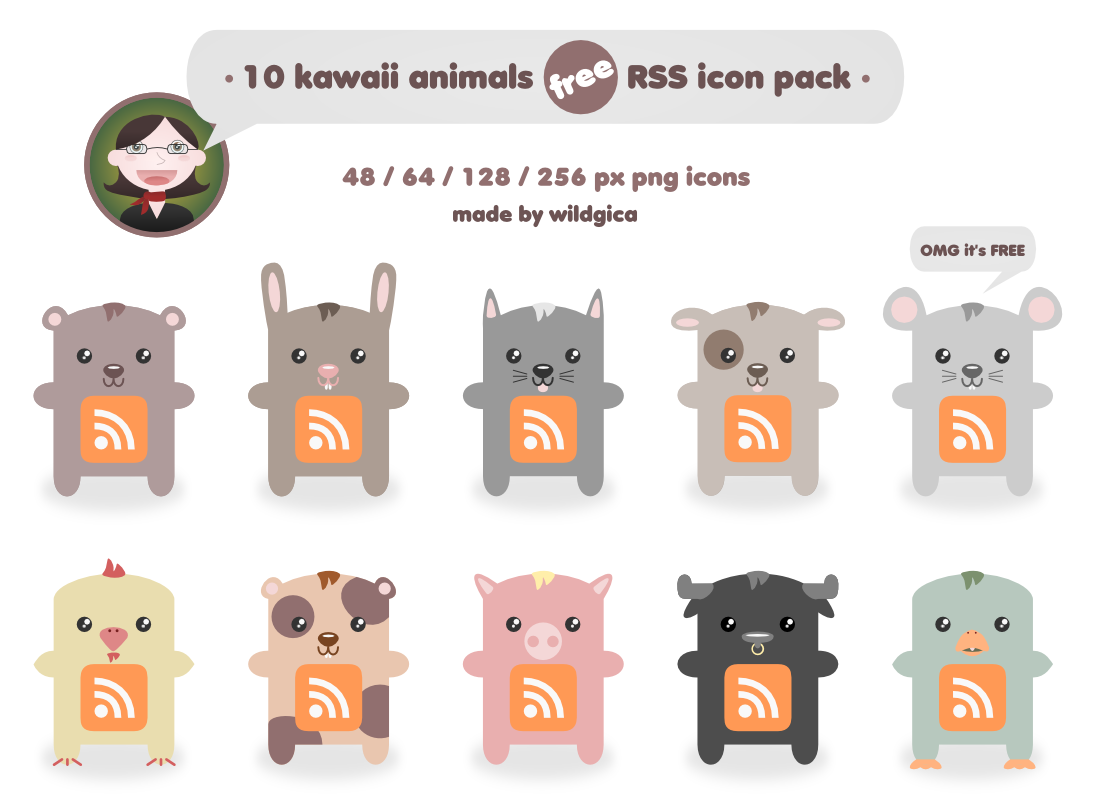 Kawaii animals RSS icon pack