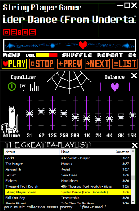 UNDERPLAYER (Undertale Themed WMP 12 Skin) UPDATED by ZaCloud on DeviantArt