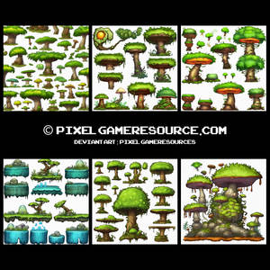 2D Mushrooms Video Game Assets 24 BUNDLE