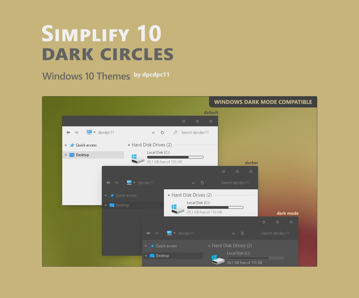 Simplify 10 Dark Circles - Windows 10 Themes