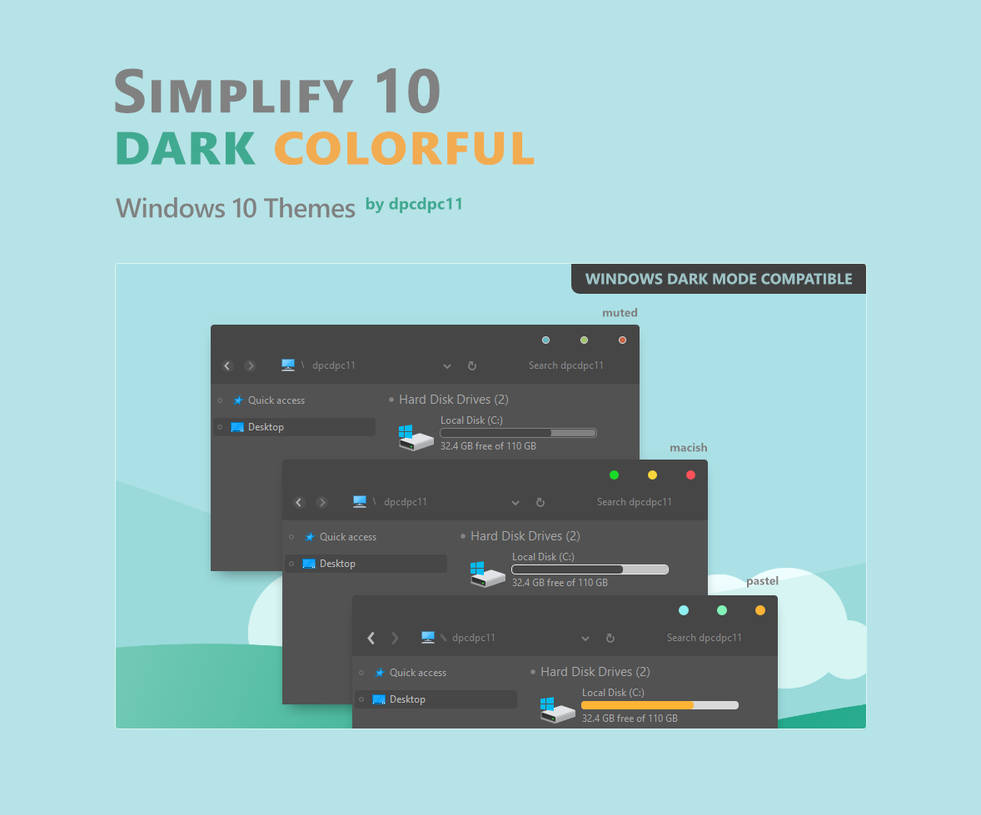 Simplify 10 Dark Colorful - Windows 10 Themes by dpcdpc11 on DeviantArt