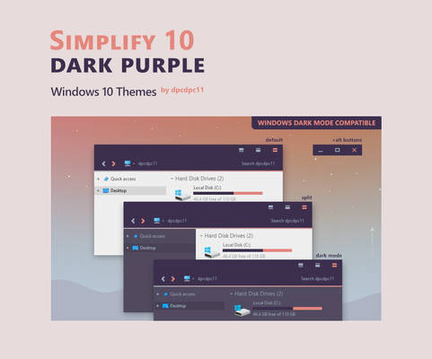 Simplify 10 Dark Purple - Windows 10 Themes