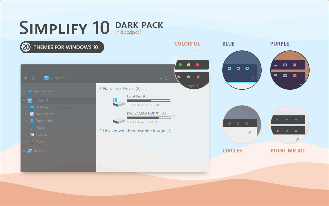 Simplify 10 Dark - Windows 10 Theme Pack by dpcdpc11