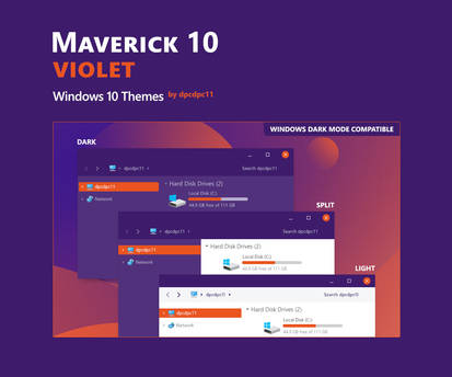 Maverick 10 Violet - Windows 10 Themes (3 in 1)