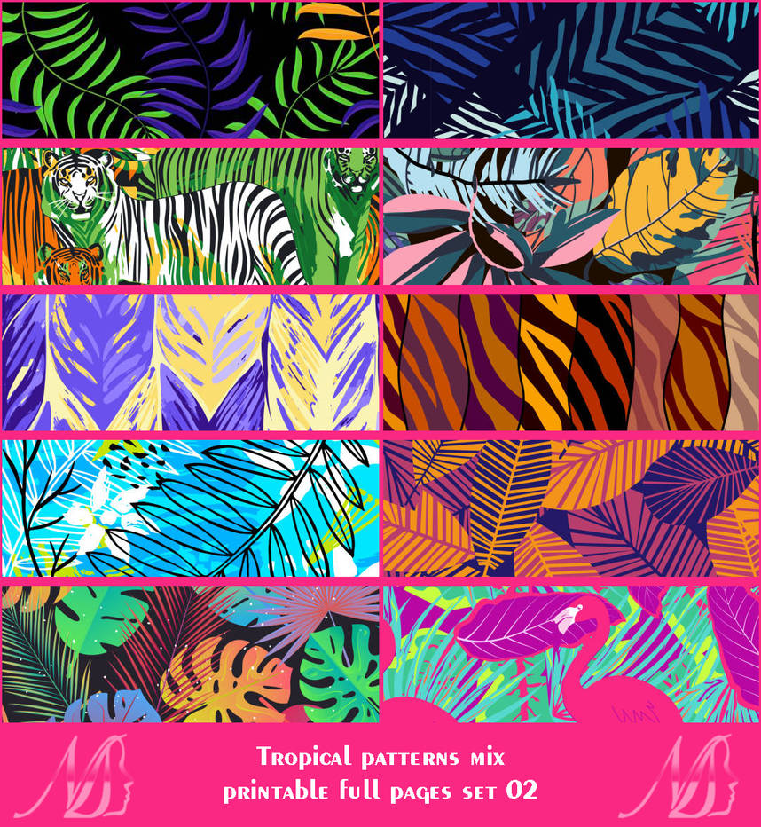 Tropical pattern mix - free printable set 2 by NicoleDesign79 on DeviantArt