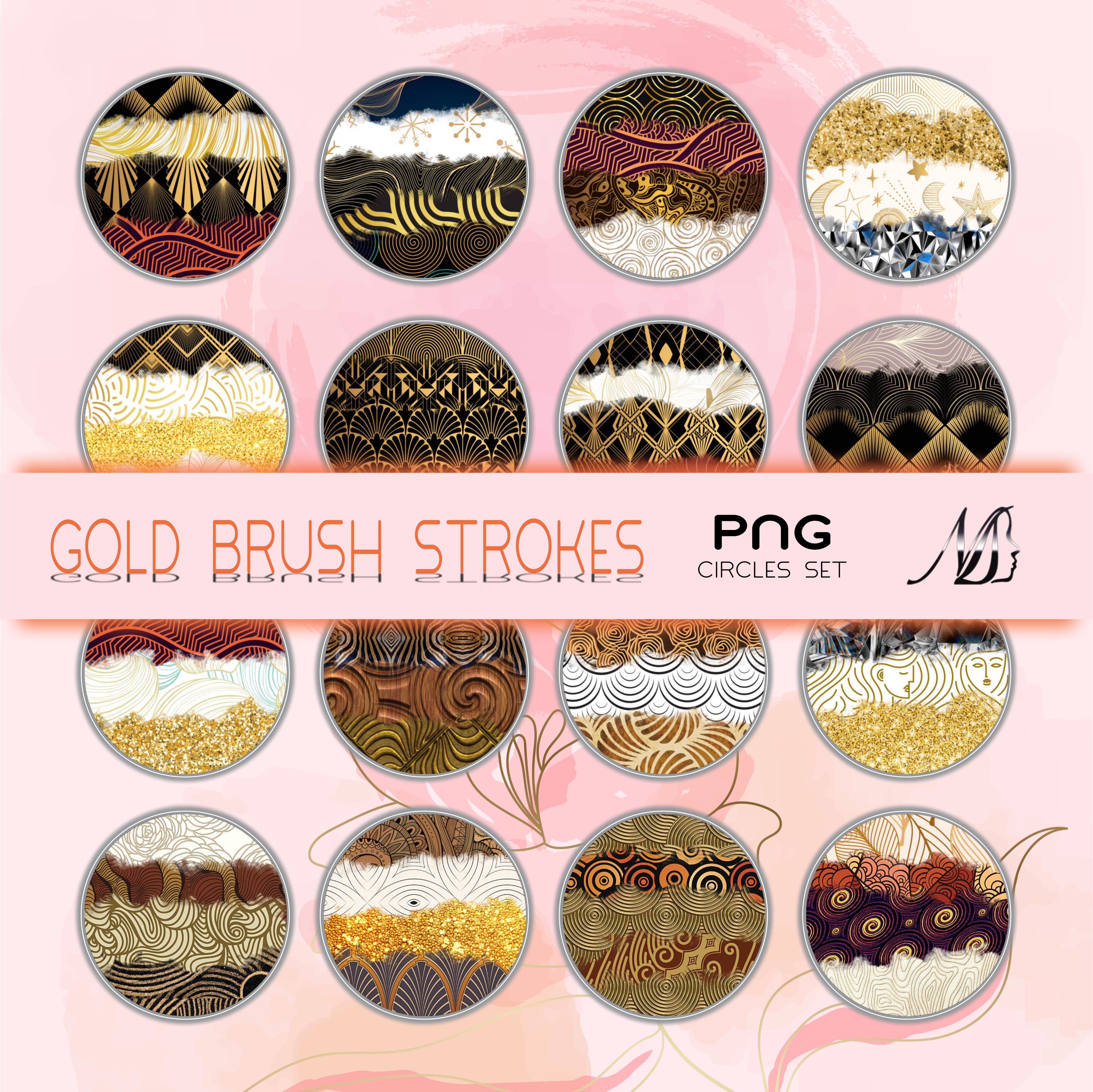 Gold Brush strokes textured circles PNG set by NicoleDesign79 on DeviantArt