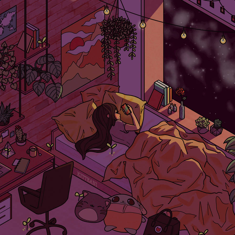 Mellow Room - Night (Animated) by kitteani on DeviantArt