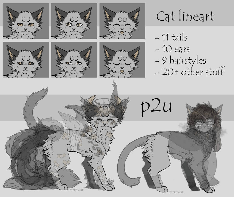 Cat p2u lineart [3] by LostInForgottenDream on DeviantArt