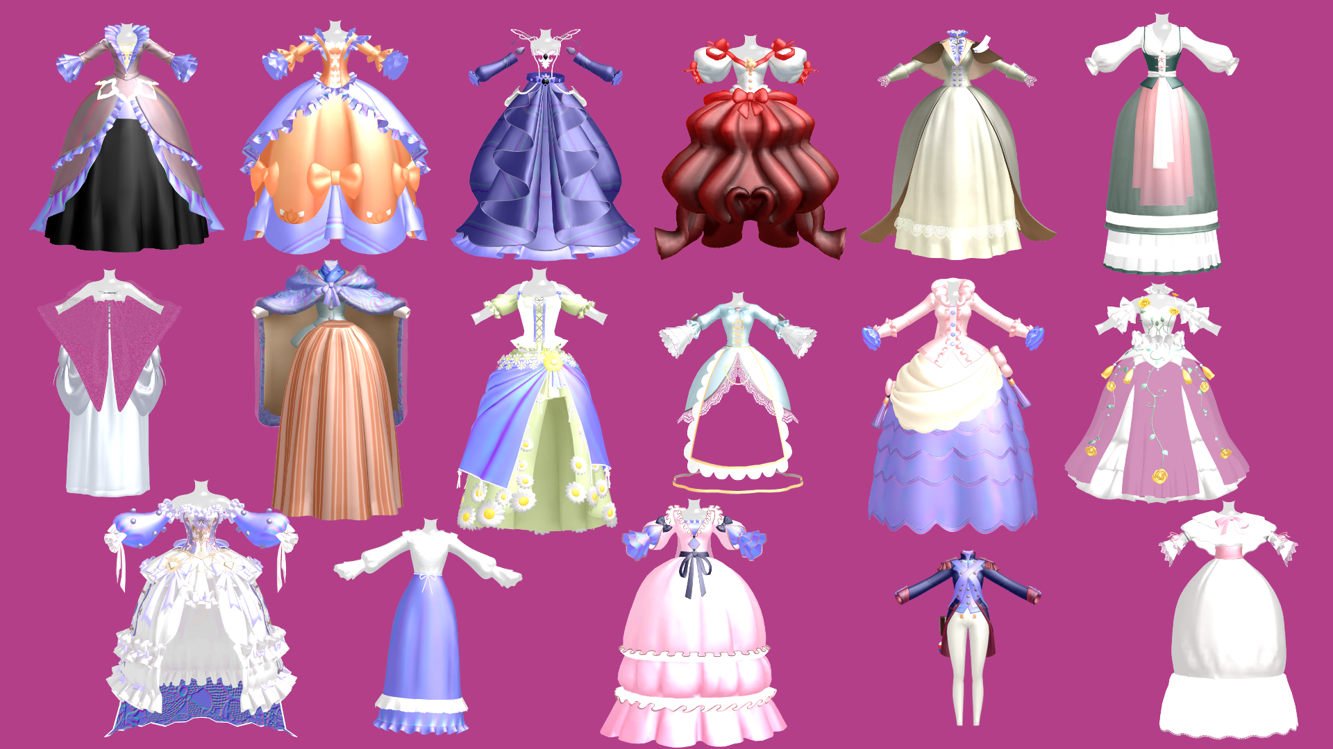MMD Set of Dresses - Princess Time by StarHaloSky on DeviantArt