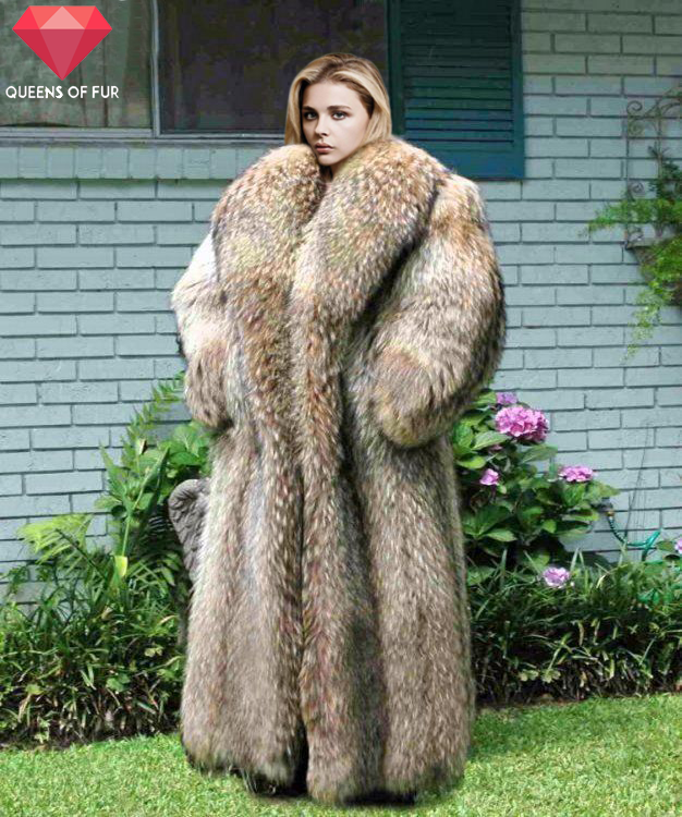 Chloe Moretz in raccoon fur coat by Queens-Of-Fur on DeviantArt