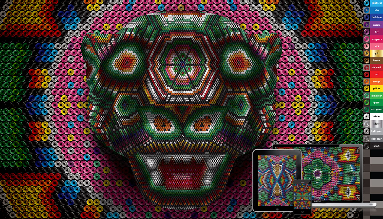 huichol jaguar wall, vector and pixel freebie