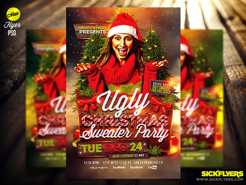 Ugly christmas sweater flyer hot sale