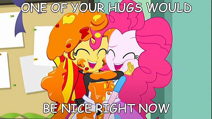 Sunset Shimmer Hugs Pinkie Pie by EarWaxKid on DeviantArt