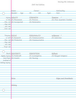 Universal Character Sheet (Chill 3rd)