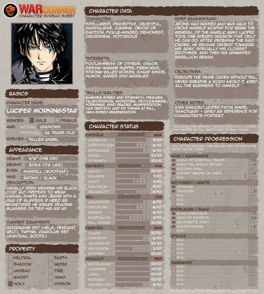 Character Sheet Graphic Form By Warcorner On Deviantart