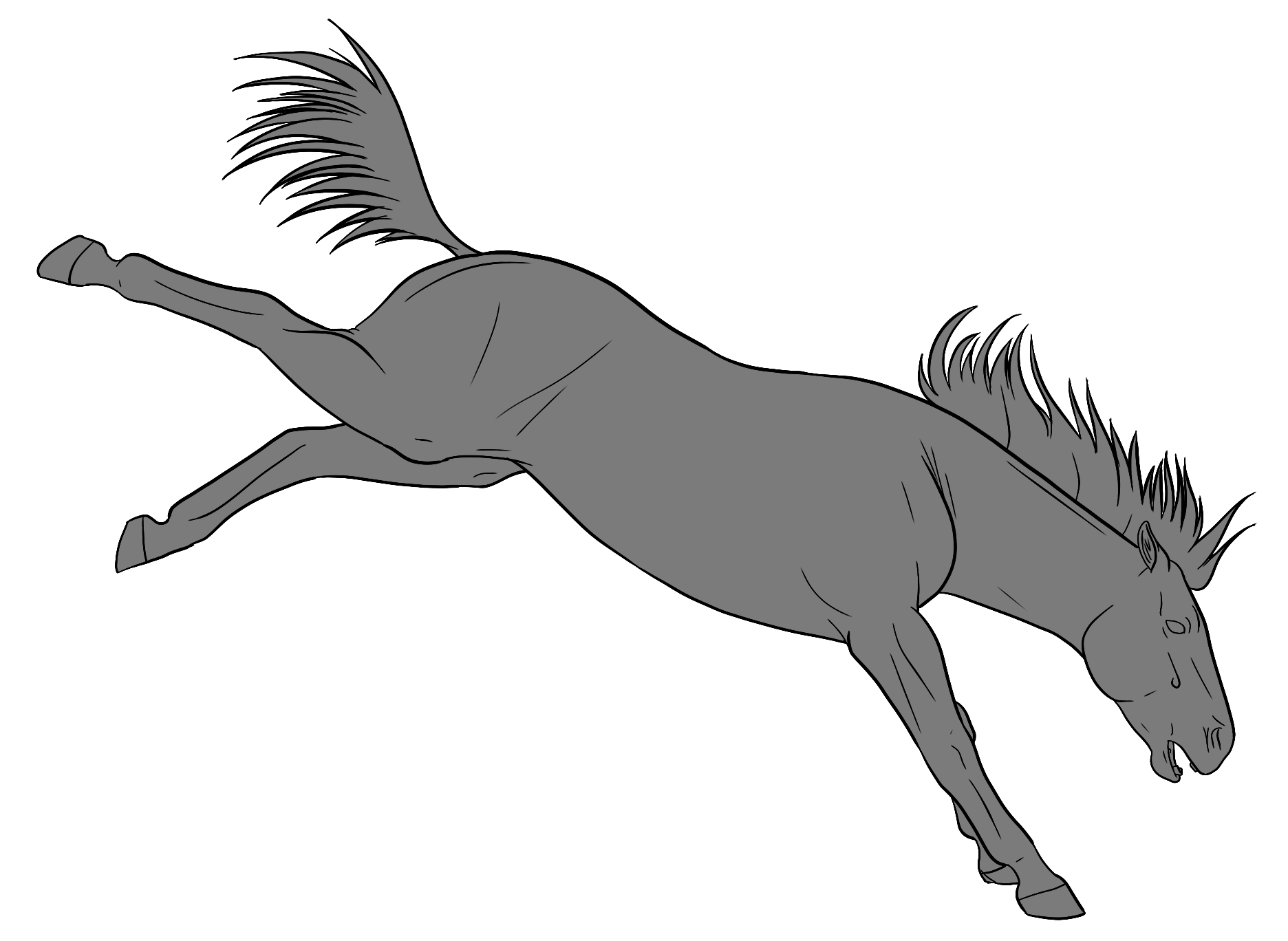 10pt Horse Lineart - Bucking by lionsilverwolf