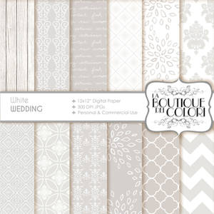 70% OFF White wedding digital paper.