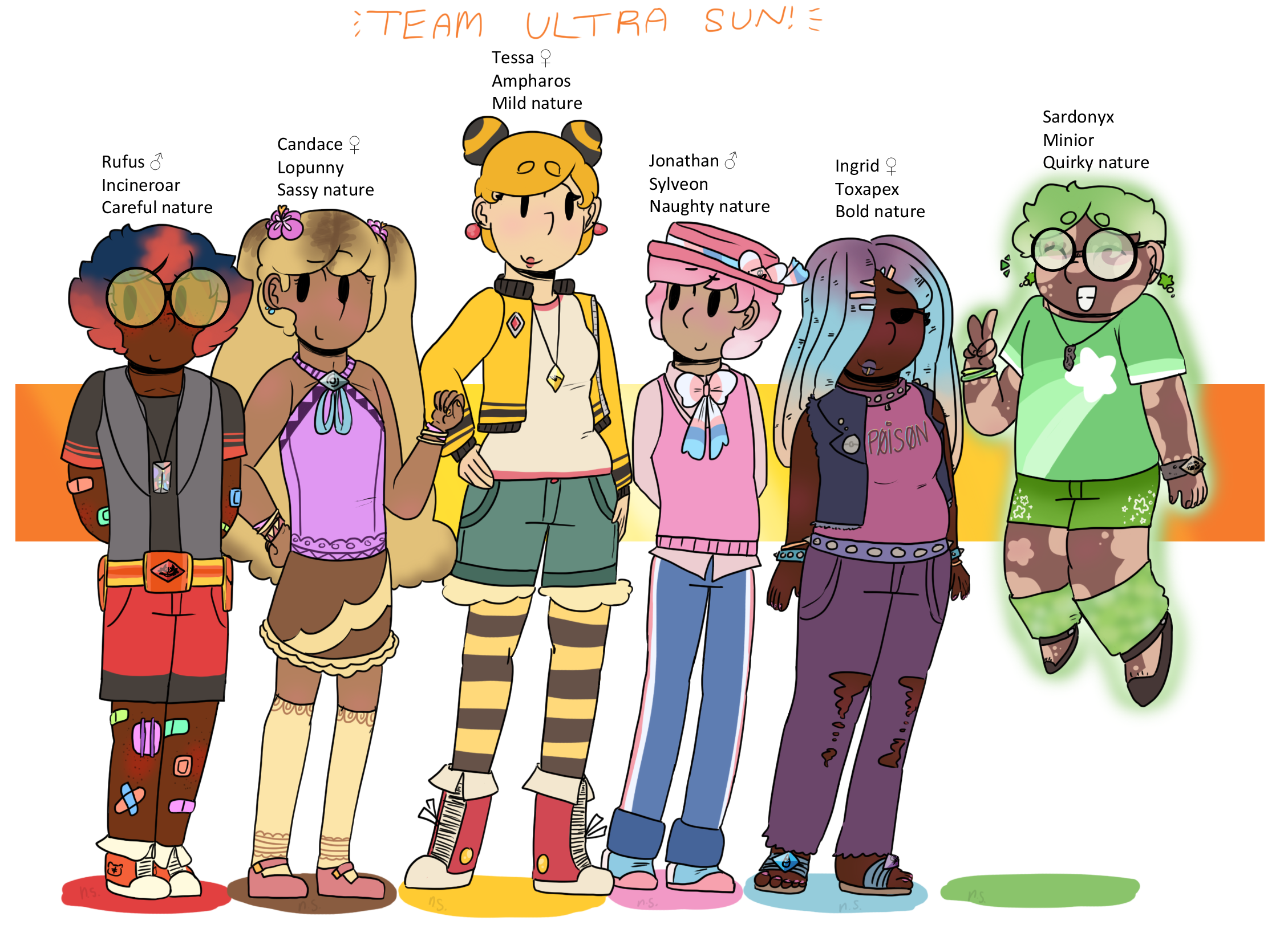 Gijinkas of My Pokemon Ultra Sun Team! by CitronGarde on DeviantArt