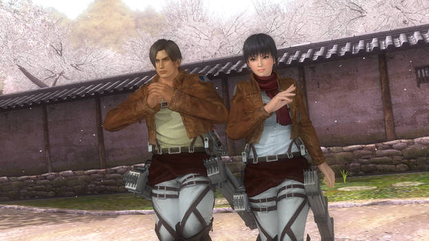 Eren Yeager and Mikasa Ackerman from AOT in DOA5LR