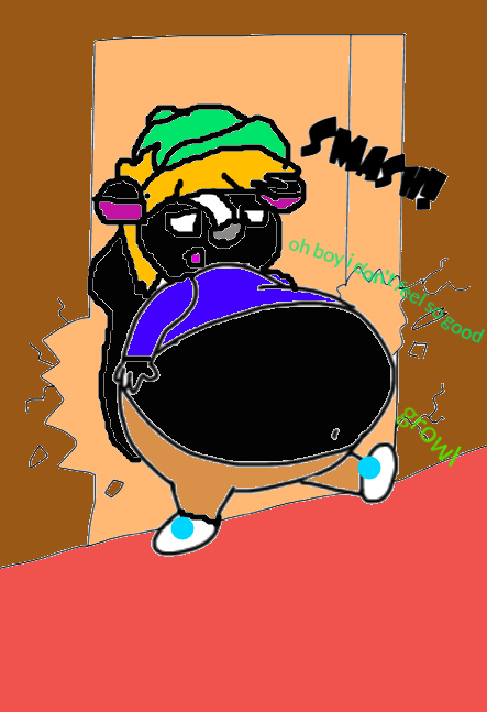 fat samuel skunk breaks the doorway by Artygrl on DeviantArt