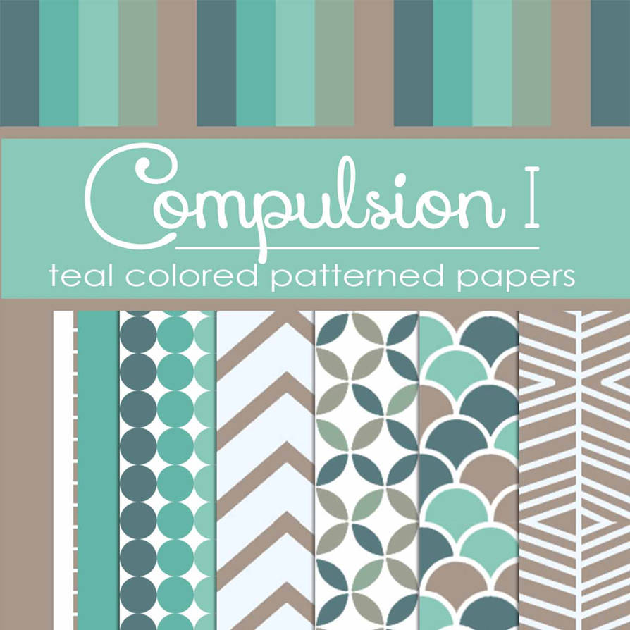 Compulsion I Teal Colored Pattern Papers (FREE) by TeacherYanie on