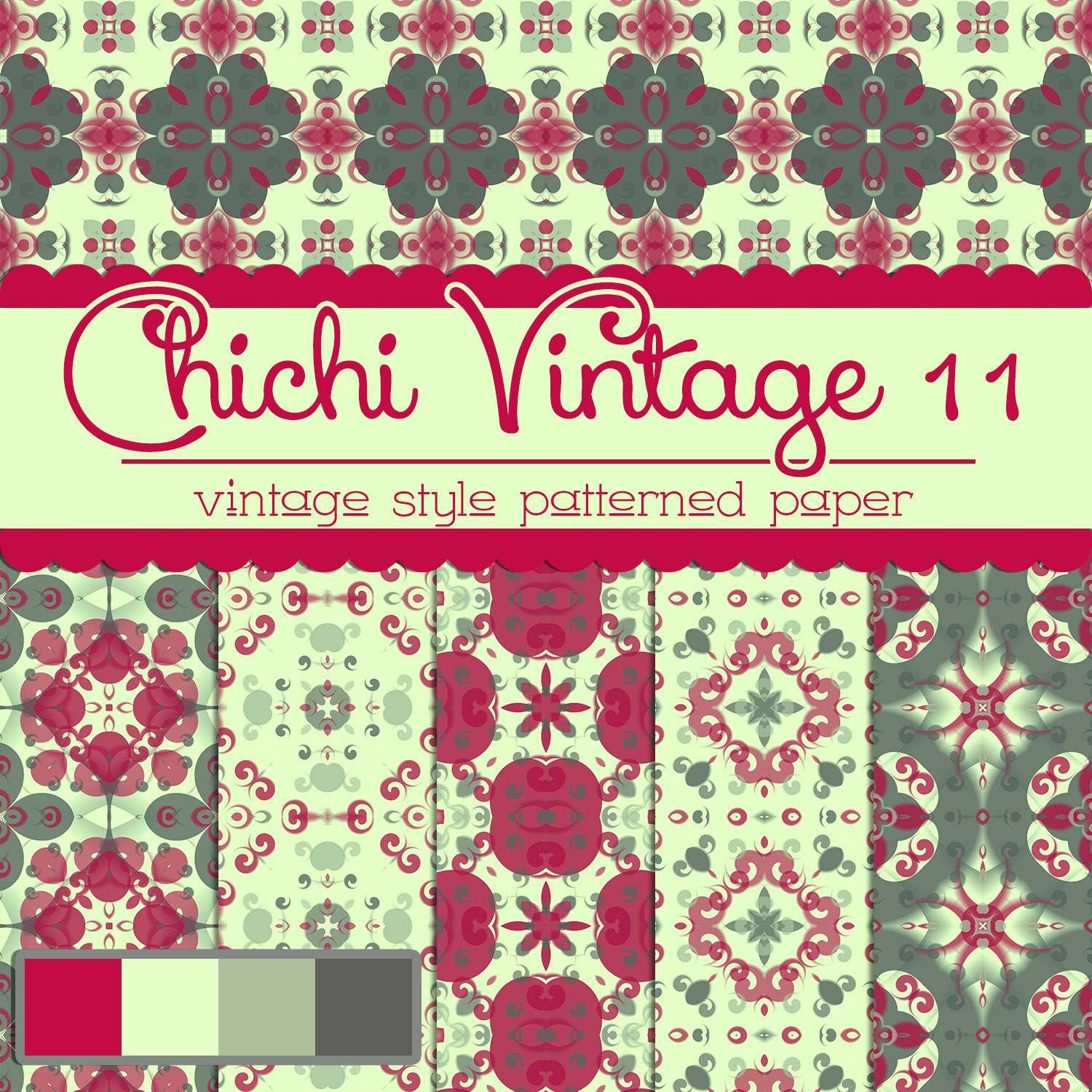 Free Chichi Vintage 11 Patterned Papers