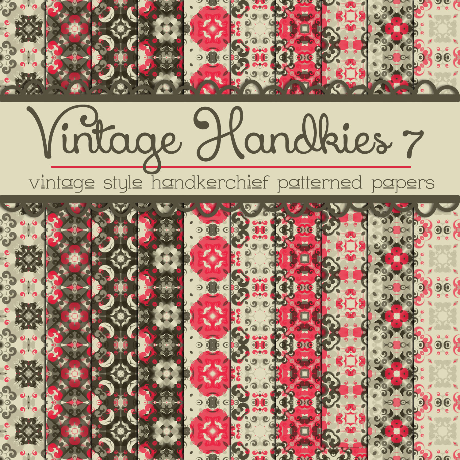 Free Vintage Handkies 7 Patterned Papers