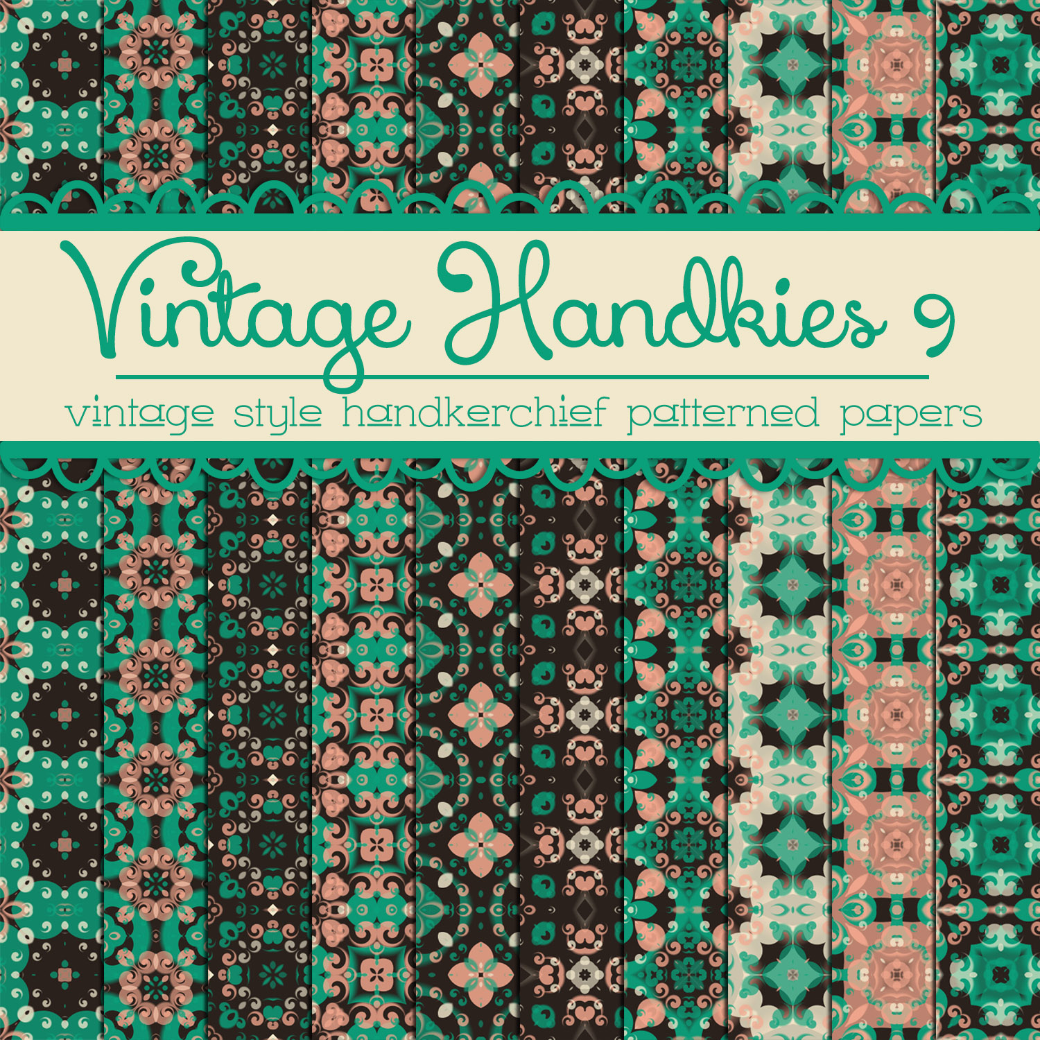 Free Vintage Handkies 9 Patterned Papers by TeacherYanie on DeviantArt