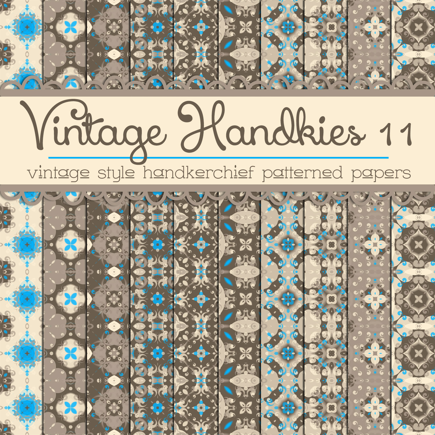 Free Vintage Handkies 11 Patterned Papers by TeacherYanie on DeviantArt