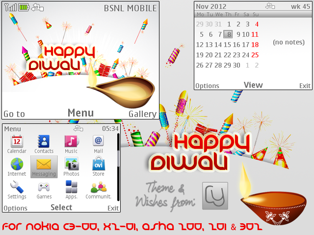 Happy Diwali Theme For Nokia 320x240 devices.