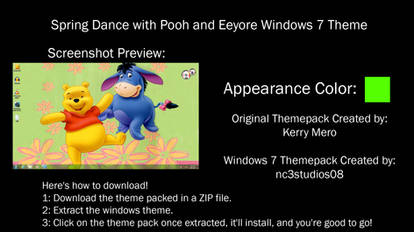 Spring Dance with Pooh and Eeyore Windows 7 Theme by nc3studios08, visual art