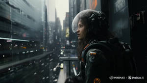 Woman outside Cityscape (video)