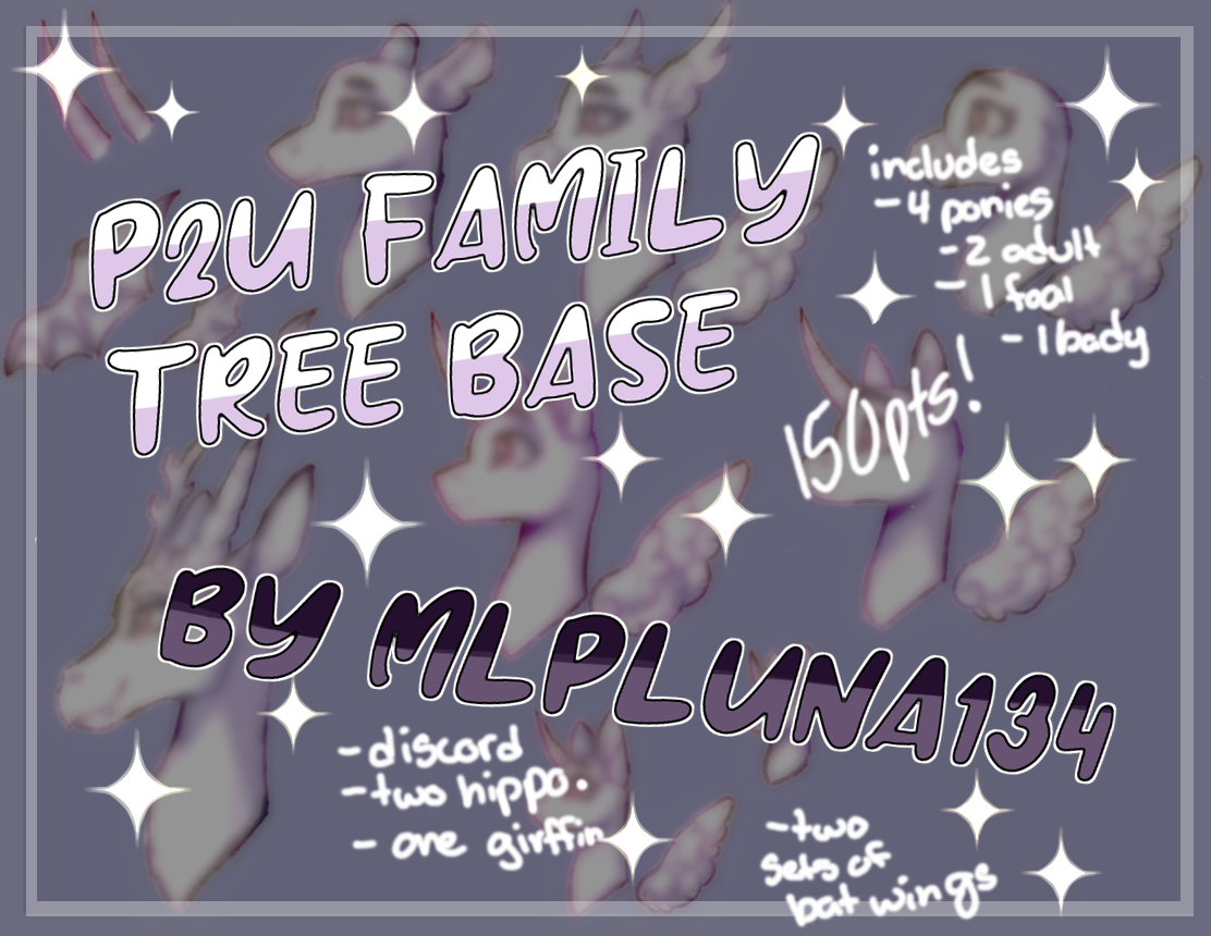 P2U MLP family tree base 150 points by gentlesywan on DeviantArt